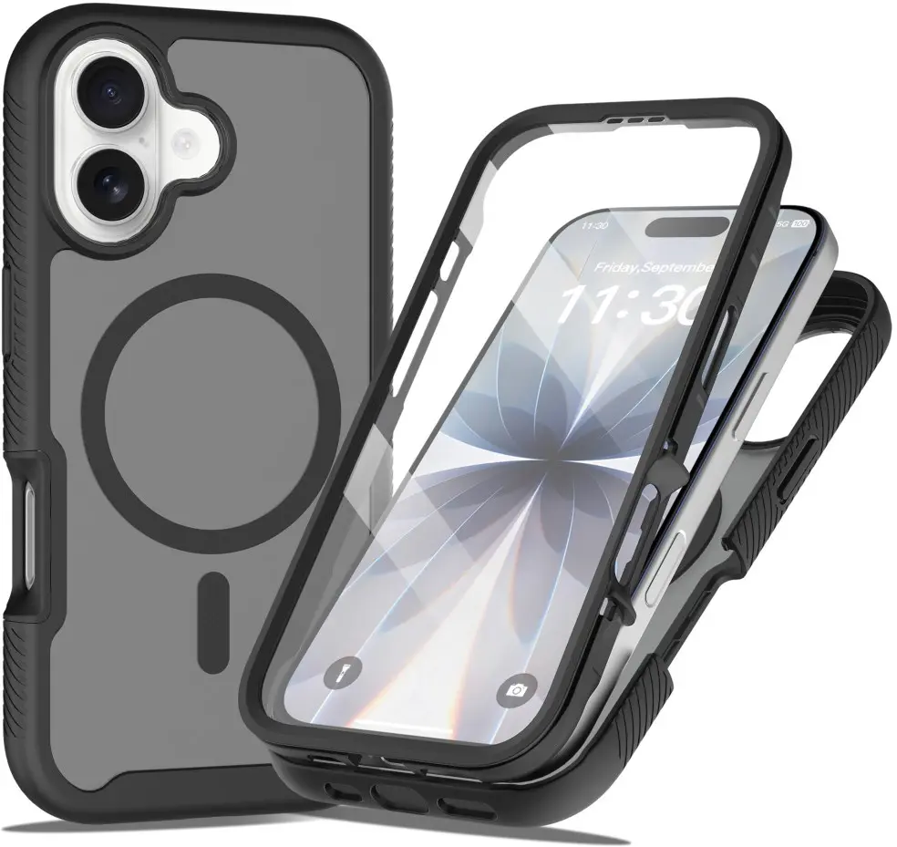 Apple iPhone 17 Hoesje Full Protect 360° Cover met MagSafe Matte Zwart afbeelding 1