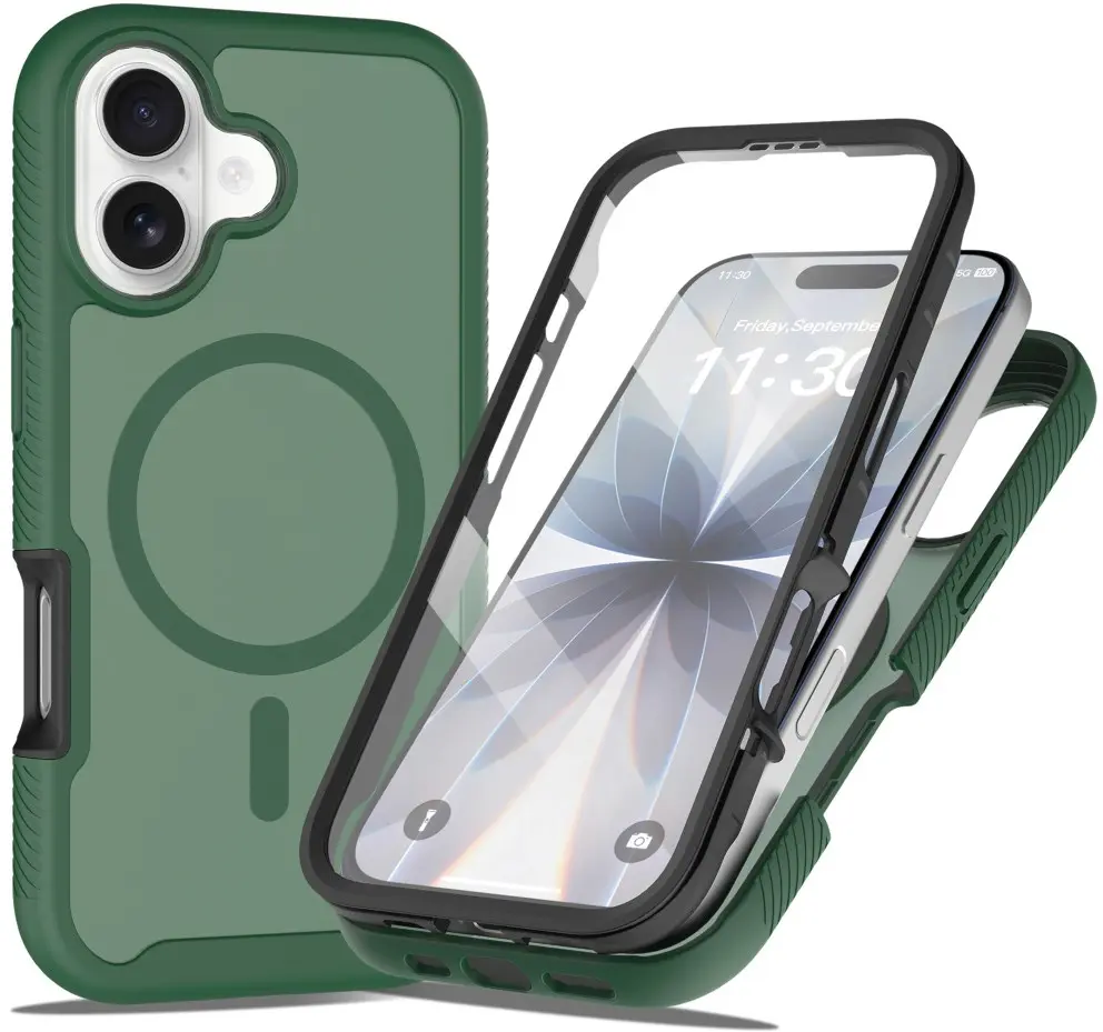 Apple iPhone 17 Hoesje Full Protect 360° Cover met MagSafe Matte Groen afbeelding 1