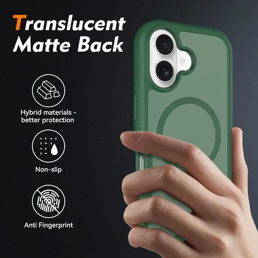 Apple iPhone 17 Hoesje Full Protect 360° Cover met MagSafe Matte Groen afbeelding 2