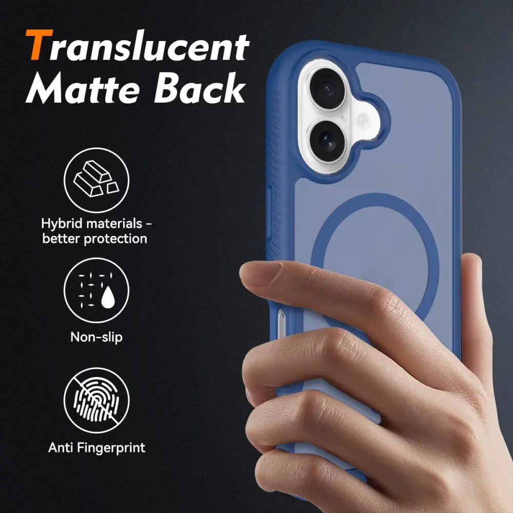 Apple iPhone 17 Hoesje Full Protect 360° Cover met MagSafe Matte Blauw afbeelding 2