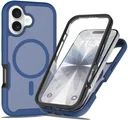 Apple iPhone 17 Hoesje Full Protect 360° Cover met MagSafe Matte Blauw