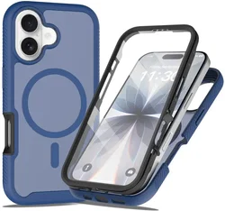 Apple iPhone 17 Hoesje Full Protect 360° Cover met MagSafe Matte Blauw afbeelding