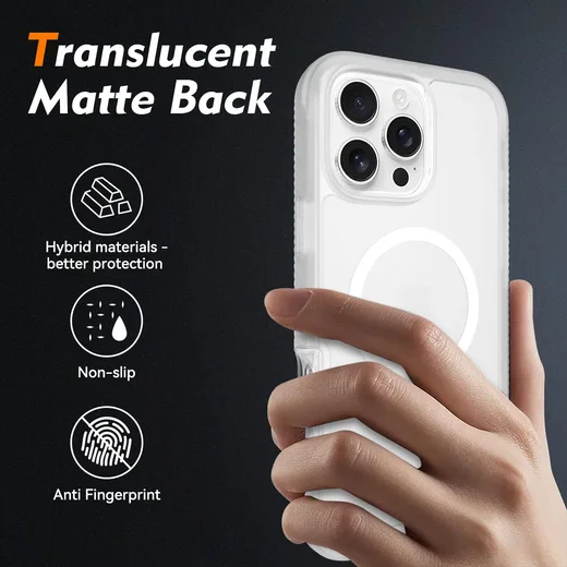 Apple iPhone 16 Pro Max Hoesje Full Protect 360° Cover MagSafe Matte Transparant afbeelding 2