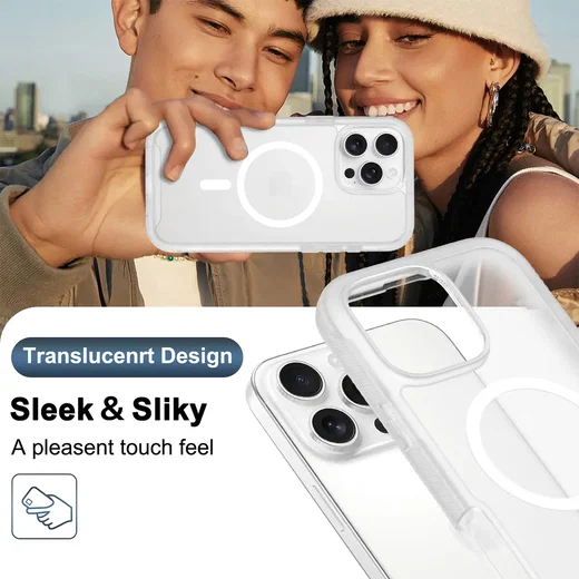 Apple iPhone 16 Pro Max Hoesje Full Protect 360° Cover MagSafe Matte Transparant afbeelding 6