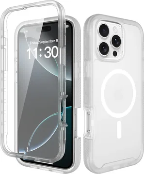 Apple iPhone 16 Pro Max Hoesje Full Protect 360° Cover MagSafe Matte Transparant