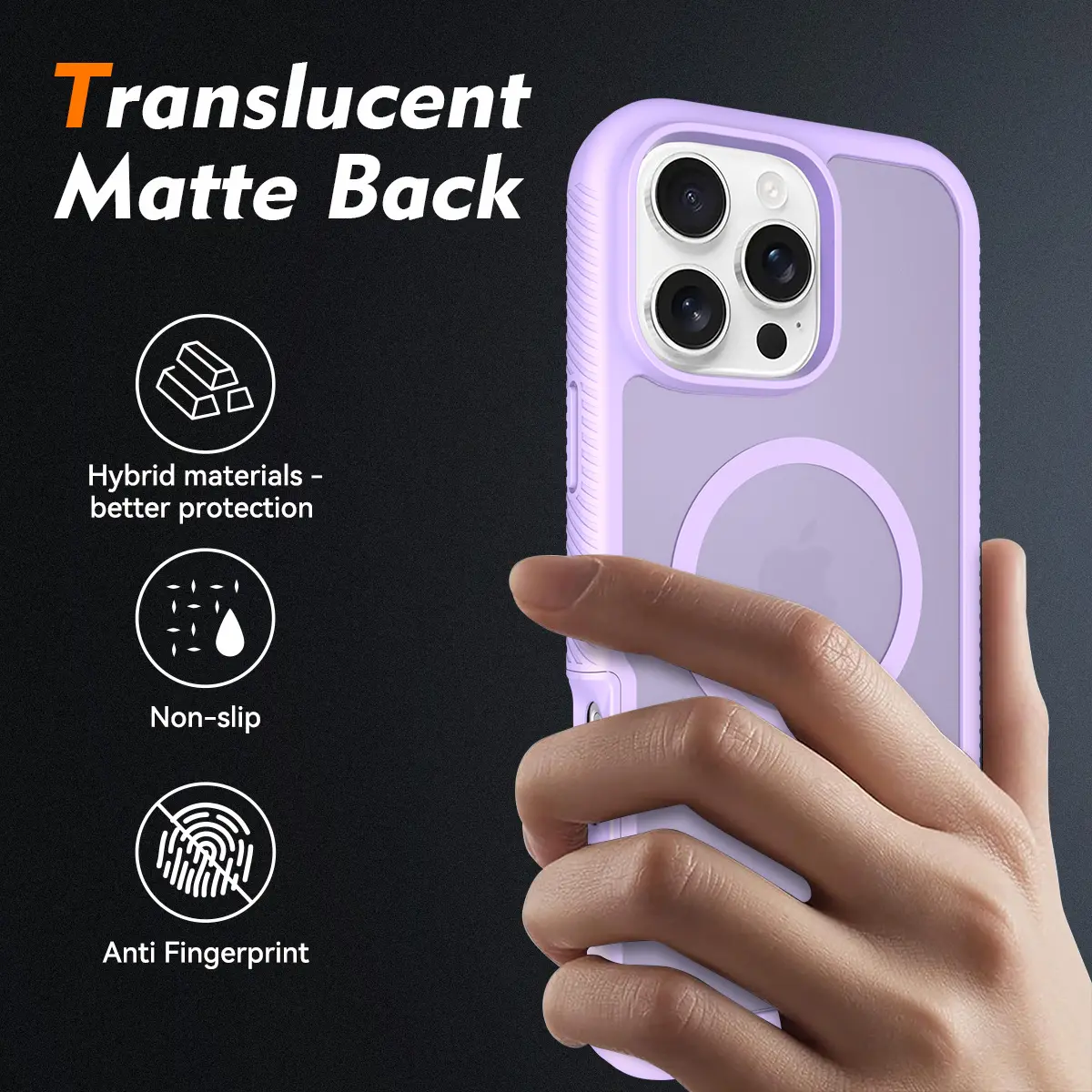 Apple iPhone 16 Pro Max Hoesje Full Protect 360° Cover met MagSafe Matte Paars afbeelding 2