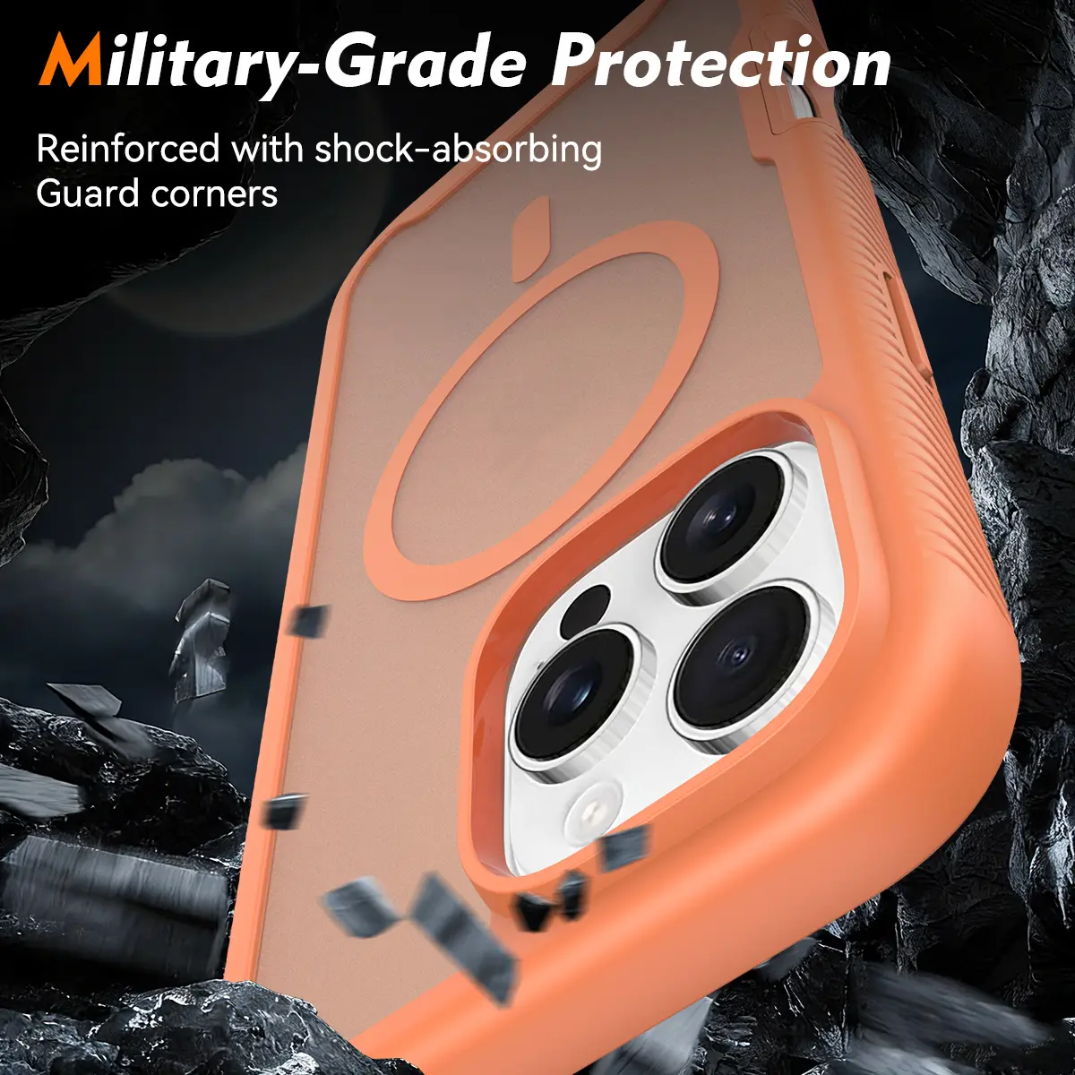 Apple iPhone 16 Pro Max Hoesje Full Protect 360° Cover met MagSafe Matte Oranje afbeelding 4