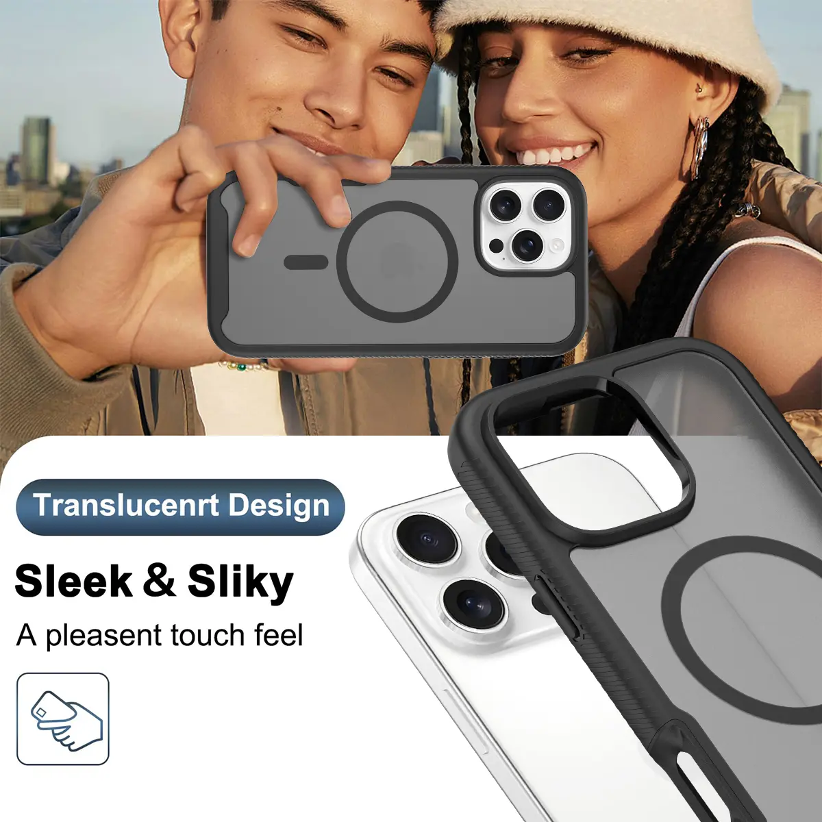 Apple iPhone 16 Pro Max Hoesje Full Protect 360° Cover met MagSafe Matte Zwart afbeelding 7