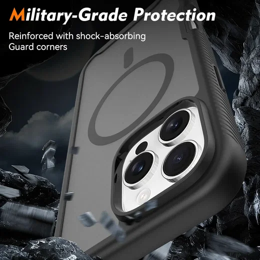Apple iPhone 16 Pro Max Hoesje Full Protect 360° Cover met MagSafe Matte Zwart afbeelding 3