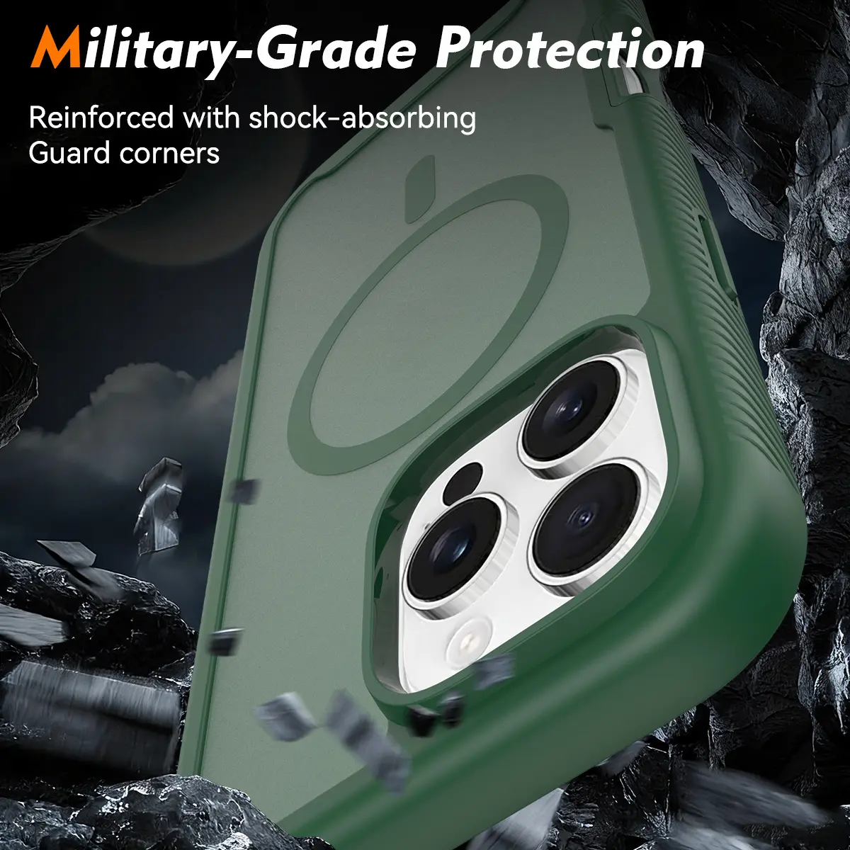 Apple iPhone 16 Pro Max Hoesje Full Protect 360° Cover met MagSafe Matte Groen afbeelding 4