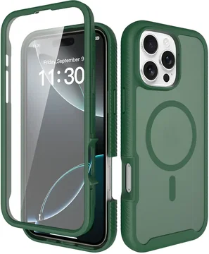 Apple iPhone 16 Pro Max Hoesje Full Protect 360° Cover met MagSafe Matte Groen