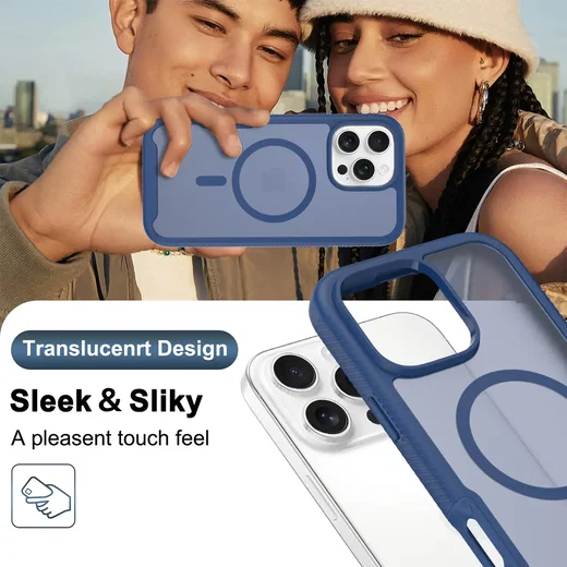 Apple iPhone 16 Pro Max Hoesje Full Protect 360° Cover met MagSafe Matte Blauw afbeelding 8