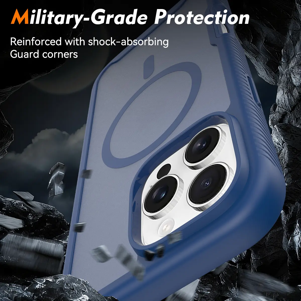 Apple iPhone 16 Pro Max Hoesje Full Protect 360° Cover met MagSafe Matte Blauw afbeelding 4