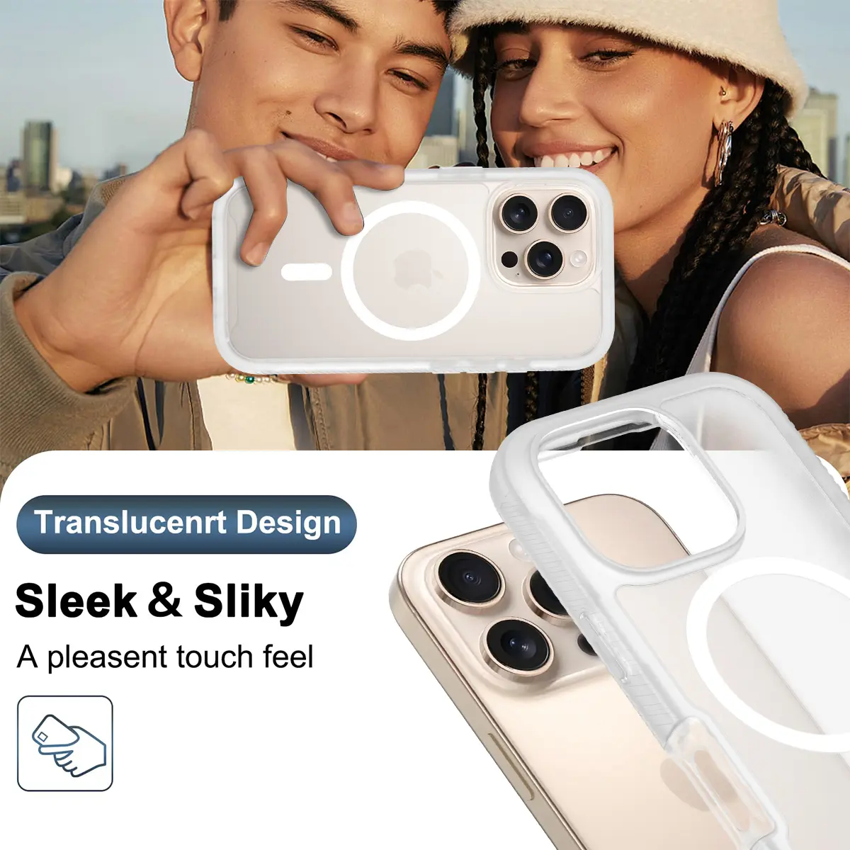 Apple iPhone 16 Pro Hoesje Full Protect 360° Cover met MagSafe Matte Transparant afbeelding 8