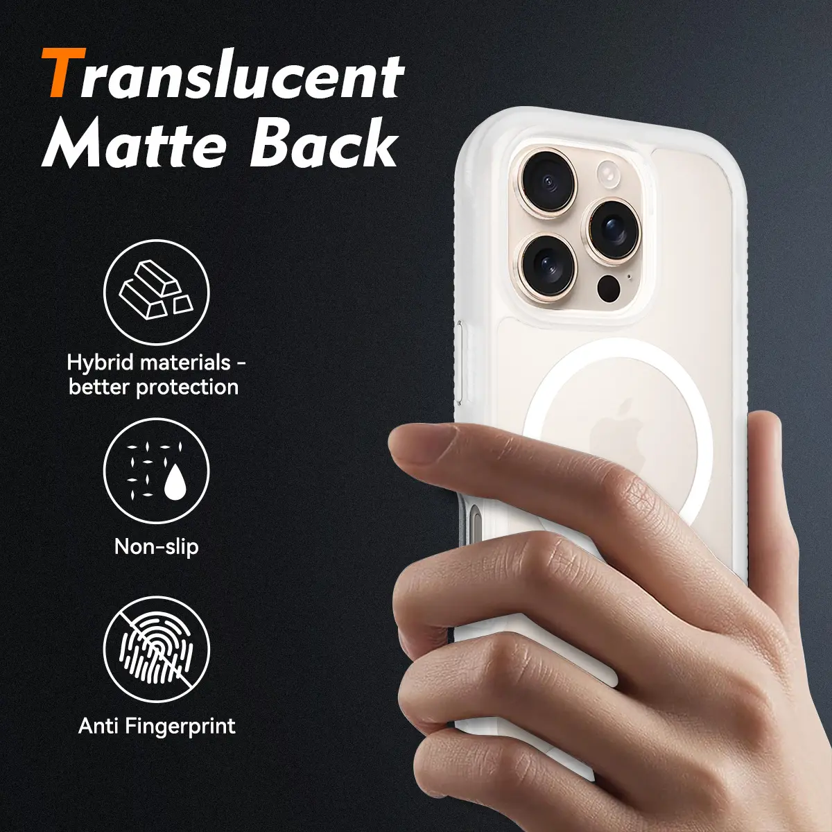 Apple iPhone 16 Pro Hoesje Full Protect 360° Cover met MagSafe Matte Transparant afbeelding 2