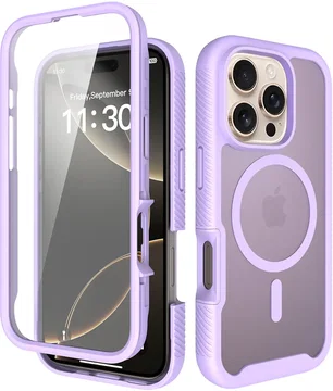 Apple iPhone 16 Pro Hoesje Full Protect 360° Cover met MagSafe Matte Paars