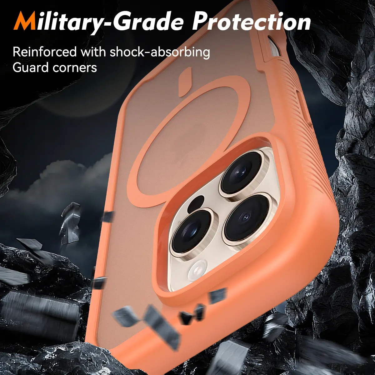 Apple iPhone 16 Pro Hoesje Full Protect 360° Cover met MagSafe Matte Oranje afbeelding 3