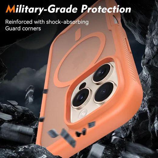 Apple iPhone 16 Pro Hoesje Full Protect 360° Cover met MagSafe Matte Oranje afbeelding 3