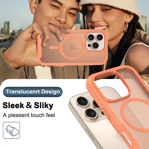 Apple iPhone 16 Pro Hoesje Full Protect 360° Cover met MagSafe Matte Oranje afbeelding 6