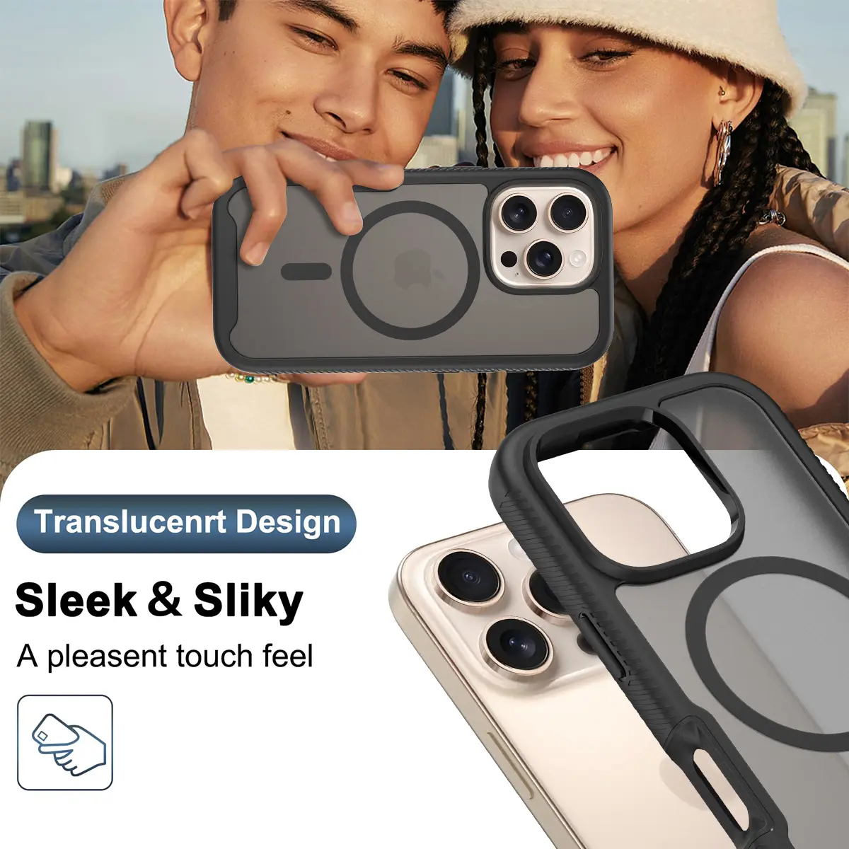 Apple iPhone 16 Pro Hoesje Full Protect 360° Cover met MagSafe Matte Zwart afbeelding 9