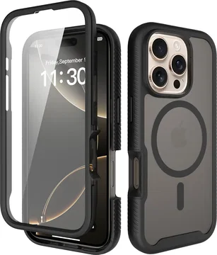 Apple iPhone 16 Pro Hoesje Full Protect 360° Cover met MagSafe Matte Zwart