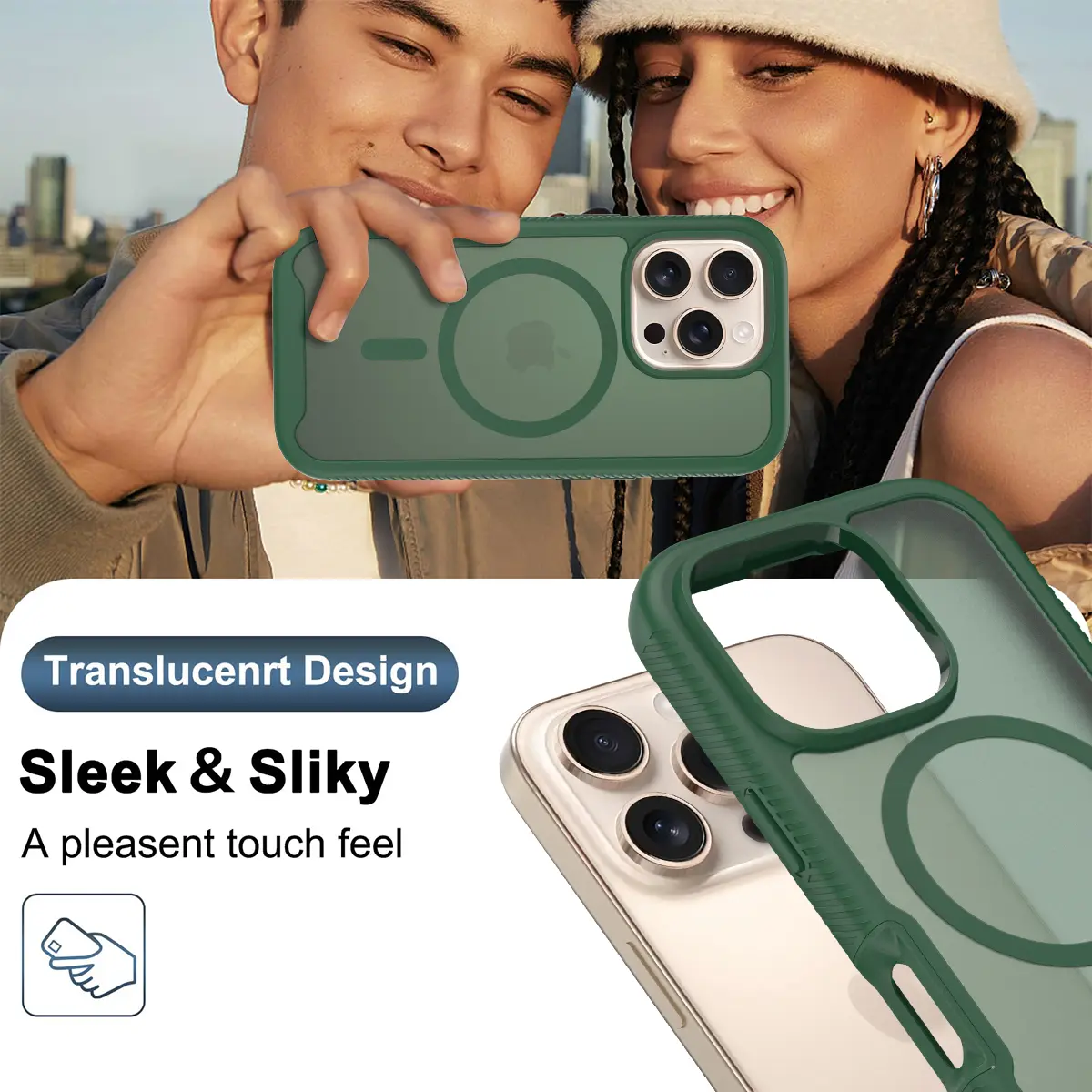 Apple iPhone 16 Pro Hoesje Full Protect 360° Cover met MagSafe Matte Groen afbeelding 8