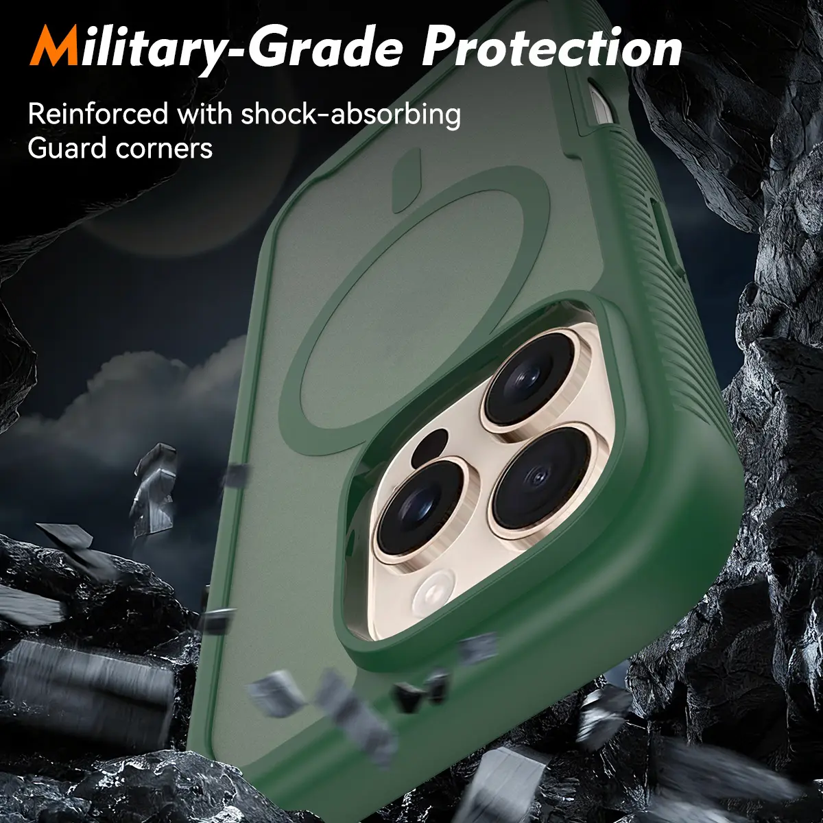 Apple iPhone 16 Pro Hoesje Full Protect 360° Cover met MagSafe Matte Groen afbeelding 4