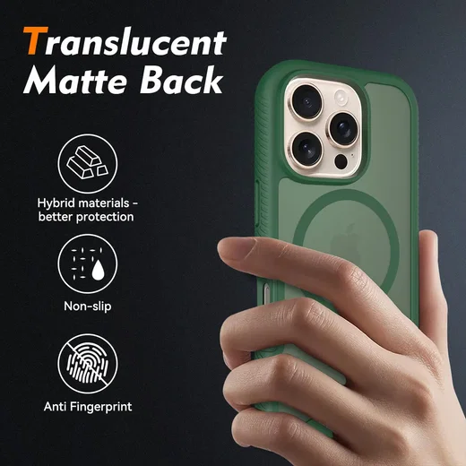 Apple iPhone 16 Pro Hoesje Full Protect 360° Cover met MagSafe Matte Groen afbeelding 2