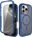 Apple iPhone 16 Pro Hoesje Full Protect 360° Cover met MagSafe Matte Blauw