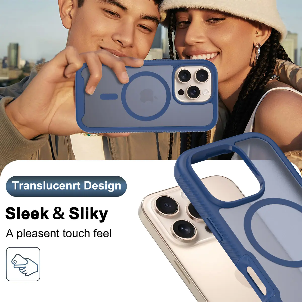 Apple iPhone 16 Pro Hoesje Full Protect 360° Cover met MagSafe Matte Blauw afbeelding 8