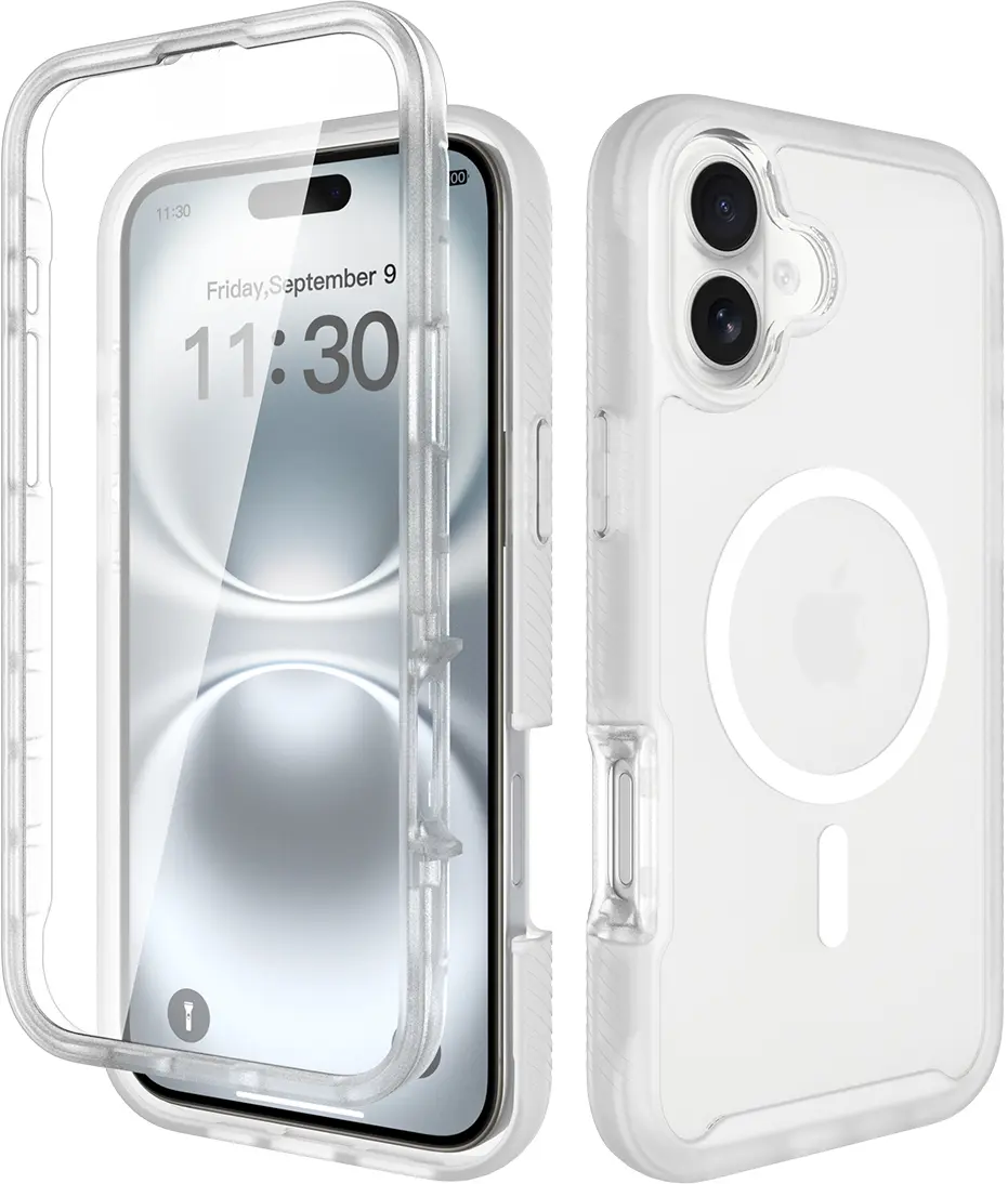 Apple iPhone 16 Plus Hoesje Full Protect 360° Cover MagSafe Matte Transparant afbeelding 1