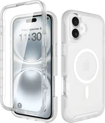 Apple iPhone 16 Plus Hoesje Full Protect 360° Cover MagSafe Matte Transparant afbeelding