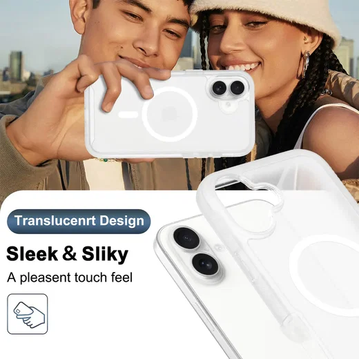 Apple iPhone 16 Plus Hoesje Full Protect 360° Cover MagSafe Matte Transparant afbeelding 8
