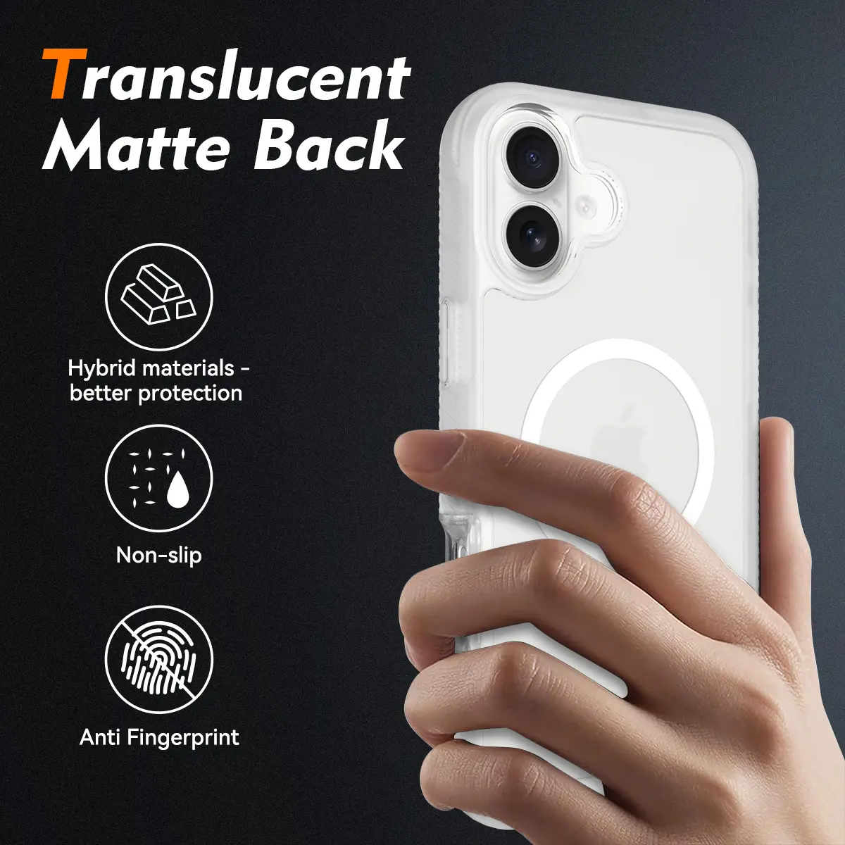 Apple iPhone 16 Plus Hoesje Full Protect 360° Cover MagSafe Matte Transparant afbeelding 2