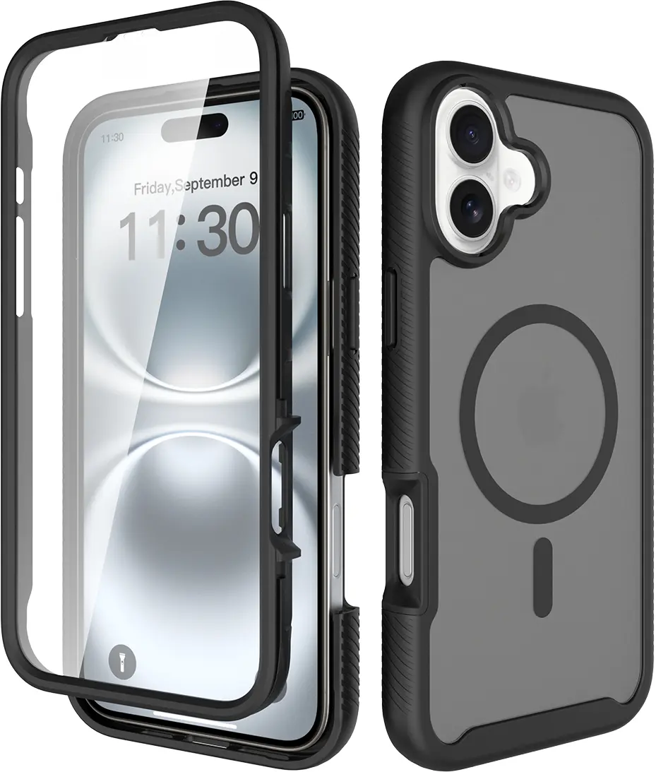 Apple iPhone 16 Plus Hoesje Full Protect 360° Cover met MagSafe Matte Zwart afbeelding 1