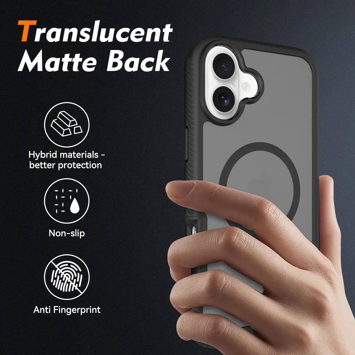 Apple iPhone 16 Plus Hoesje Full Protect 360° Cover met MagSafe Matte Zwart afbeelding 2
