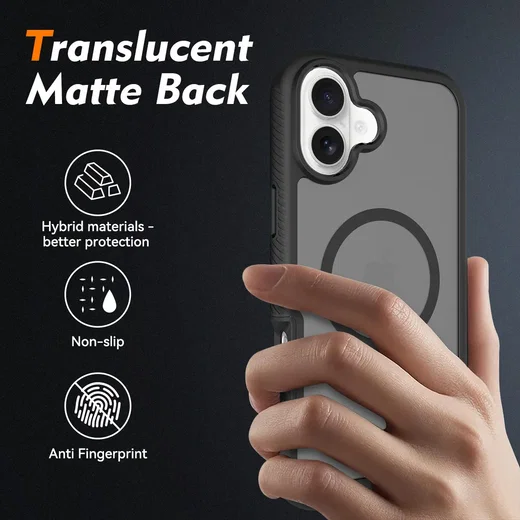 Apple iPhone 16 Plus Hoesje Full Protect 360° Cover met MagSafe Matte Zwart afbeelding 2