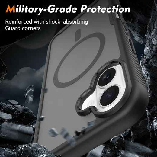 Apple iPhone 16 Plus Hoesje Full Protect 360° Cover met MagSafe Matte Zwart afbeelding 4