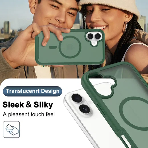 Apple iPhone 16 Plus Hoesje Full Protect 360° Cover met MagSafe Matte Groen afbeelding 6