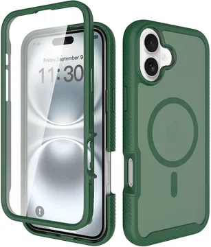 Apple iPhone 16 Plus Hoesje Full Protect 360° Cover met MagSafe Matte Groen