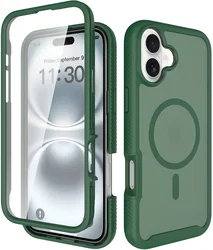 Apple iPhone 16 Plus Hoesje Full Protect 360° Cover met MagSafe Matte Groen afbeelding