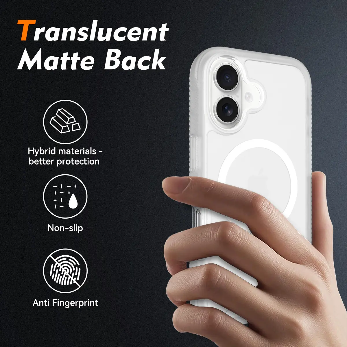 Apple iPhone 16 Hoesje Full Protect 360° Cover met MagSafe Matte Transparant afbeelding 2