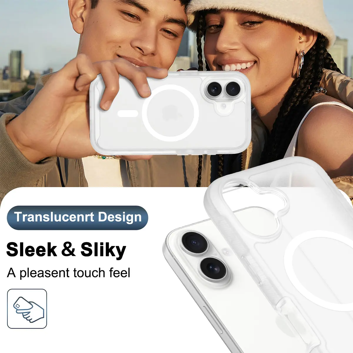 Apple iPhone 16 Hoesje Full Protect 360° Cover met MagSafe Matte Transparant afbeelding 8