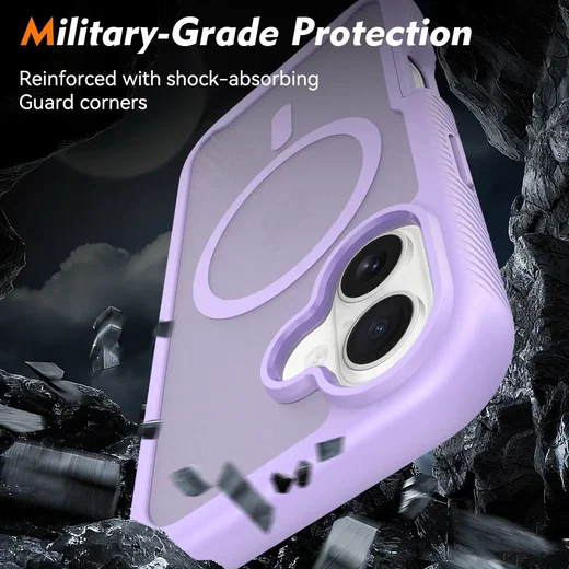 Apple iPhone 16 Hoesje Full Protect 360° Cover met MagSafe Matte Paars afbeelding 4