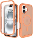 Apple iPhone 16 Hoesje Full Protect 360° Cover met MagSafe Matte Oranje