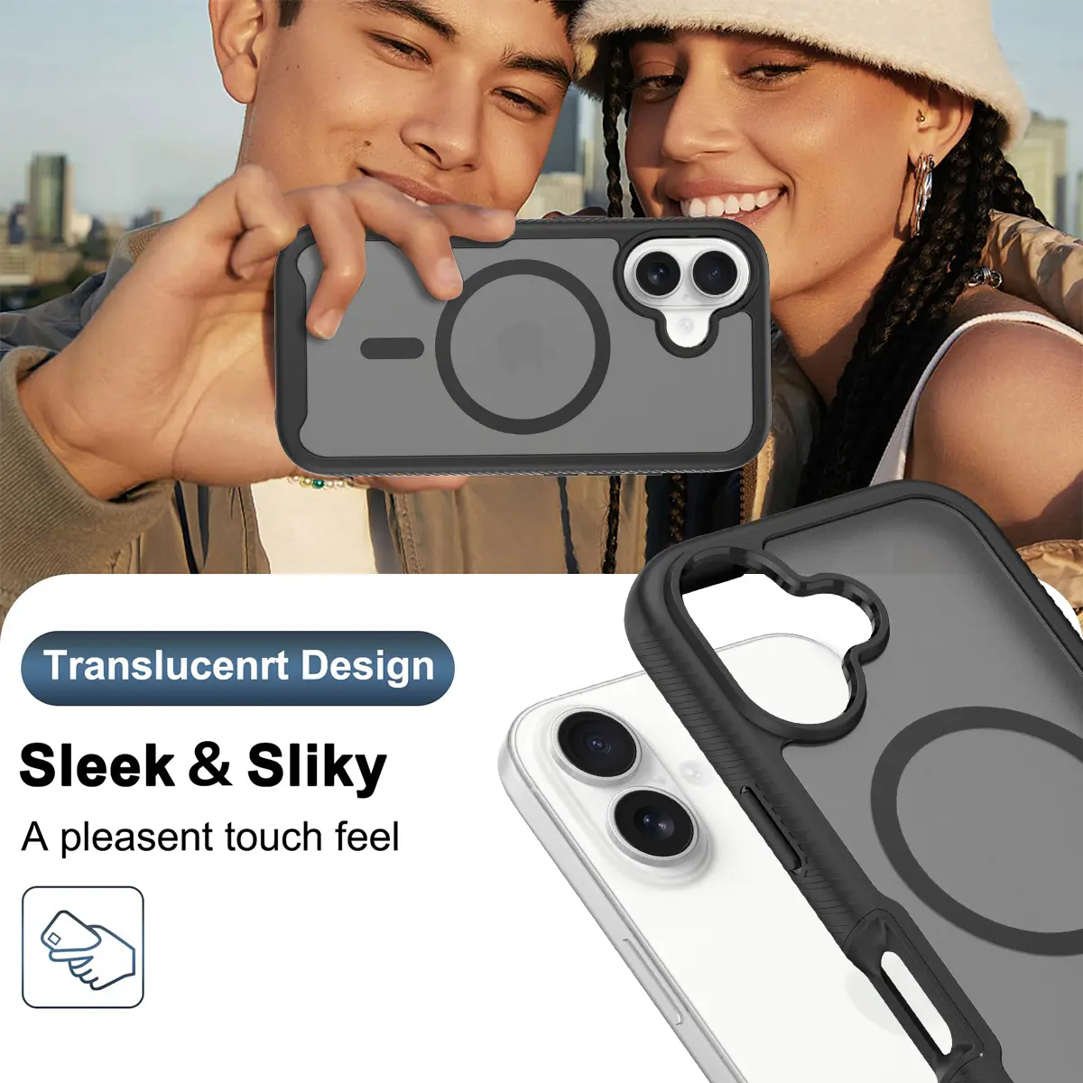 Apple iPhone 16 Hoesje Full Protect 360° Cover met MagSafe Matte Zwart afbeelding 5