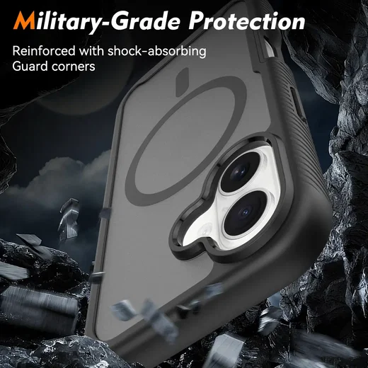 Apple iPhone 16 Hoesje Full Protect 360° Cover met MagSafe Matte Zwart afbeelding 3
