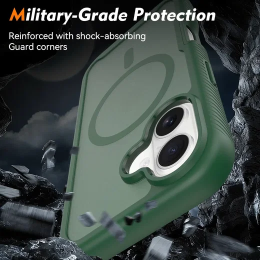 Apple iPhone 16 Hoesje Full Protect 360° Cover met MagSafe Matte Groen afbeelding 5