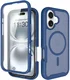 Apple iPhone 16 Hoesje Full Protect 360° Cover met MagSafe Matte Blauw