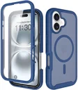Apple iPhone 16 Hoesje Full Protect 360° Cover met MagSafe Matte Blauw
